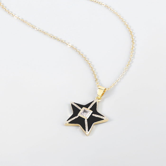 Wholesale Copper Rhinestone Drop Oil Star Necklace JDC-NE-JL183 Necklaces 氿乐 Wholesale Jewelry JoyasDeChina Joyas De China