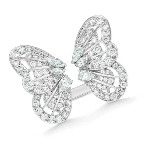 Wholesale copper silver butterfly rings JDC-RS-WN002 Rings 薇妮 Wholesale Jewelry JoyasDeChina Joyas De China