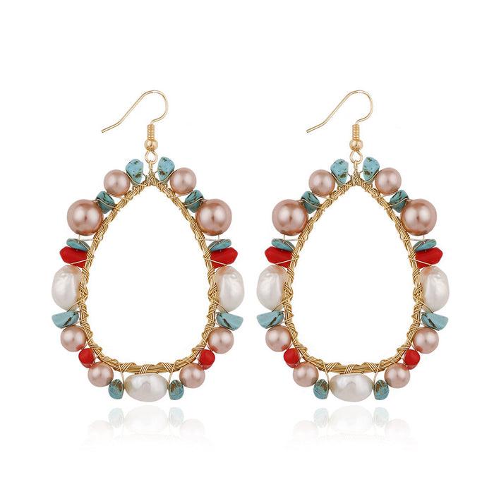 Wholesale Copper Wire Freshwater Pearl Earrings JDC-ES-GSJM080 Earrings 杰米 E68665 green color Wholesale Jewelry JoyasDeChina Joyas De China