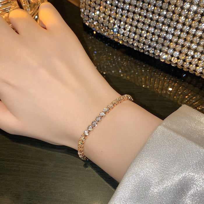Wholesale Copper Zircon Full Diamond Tennis Chain Bracelet JDC-BT-HanJ006 Bracelet 韩爵 Wholesale Jewelry JoyasDeChina Joyas De China