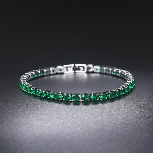 Wholesale Copper Zircon Full Diamond Tennis Chain Bracelet JDC-BT-ZuoYi001 Bracelet 佐伊 green 19cm Wholesale Jewelry JoyasDeChina Joyas De China