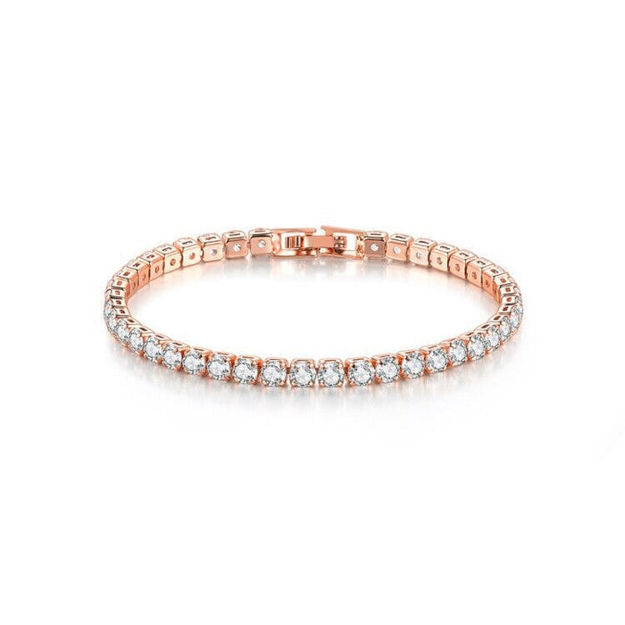 Wholesale Copper Zircon Full Diamond Tennis Chain Bracelet JDC-BT-ZuoYi001 Bracelet 佐伊 rose gold 17cm Wholesale Jewelry JoyasDeChina Joyas De China