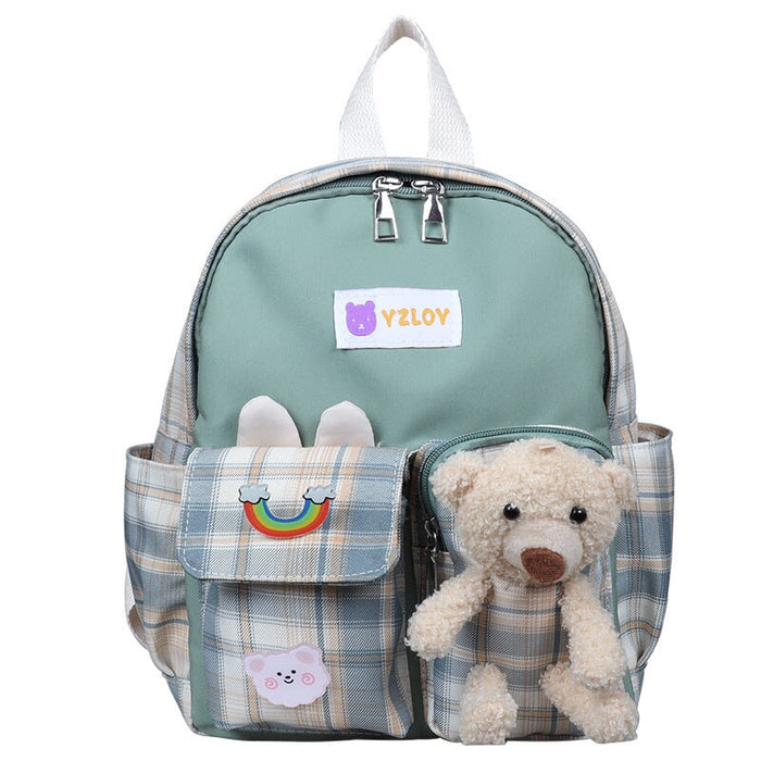 Wholesale cotton bear plaid bag JDC-BP-GSHN027 Backpack Bags 浩纳 green Wholesale Jewelry JoyasDeChina Joyas De China