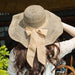 Wholesale Cotton Linen Beach Sun Hat Straw Hat JDC-FH-Hanc014 Fashionhat 涵承 beige Wholesale Jewelry JoyasDeChina Joyas De China