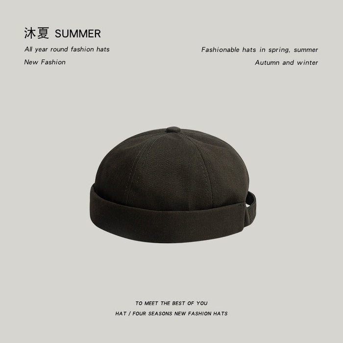 Wholesale cotton solid color melon rind hat JDC-FH-Muxia006 Fashionhat 沐夏 Army green adjustable Wholesale Jewelry JoyasDeChina Joyas De China