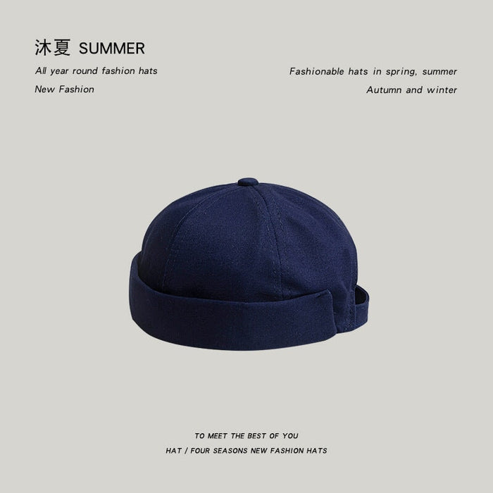 Wholesale cotton solid color melon rind hat JDC-FH-Muxia006 Fashionhat 沐夏 blue adjustable Wholesale Jewelry JoyasDeChina Joyas De China