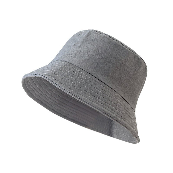 Wholesale Cotton Solid Color Parent-child Bucket Hat Flat Top Visor Hat JDC-FH-Muxia003 Fashionhat 沐夏 grey Adult (58cm) Wholesale Jewelry JoyasDeChina Joyas De China