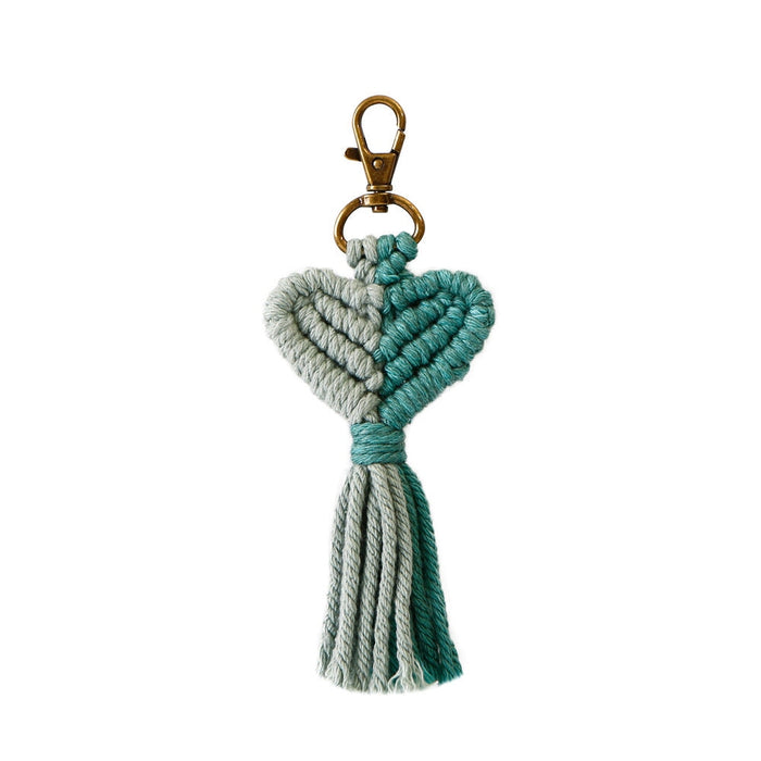 Wholesale Cotton String Zinc Alloy Heart Tassel Keychain JDC-KC-JM001 Keychains 杰米 green K68360 Wholesale Jewelry JoyasDeChina Joyas De China