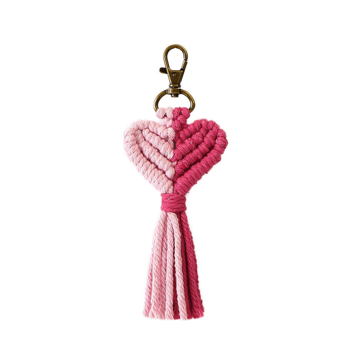 Wholesale Cotton String Zinc Alloy Heart Tassel Keychain JDC-KC-JM001 Keychains 杰米 pink K68360 Wholesale Jewelry JoyasDeChina Joyas De China