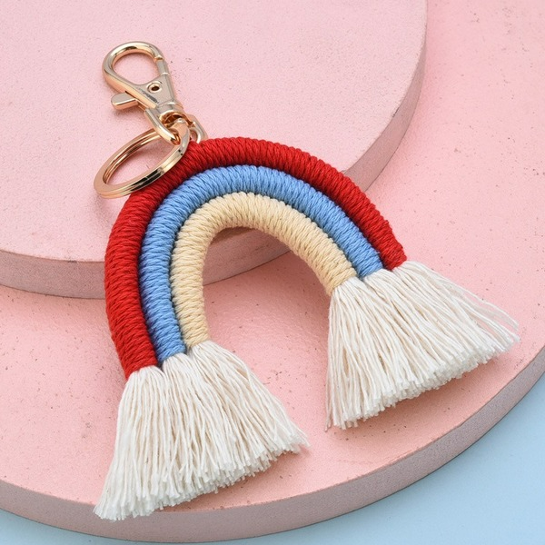 Wholesale Cotton Thread Braided Rainbow Keychain JDC-KC-WS139 Keychains 围颂 Wholesale Jewelry JoyasDeChina Joyas De China