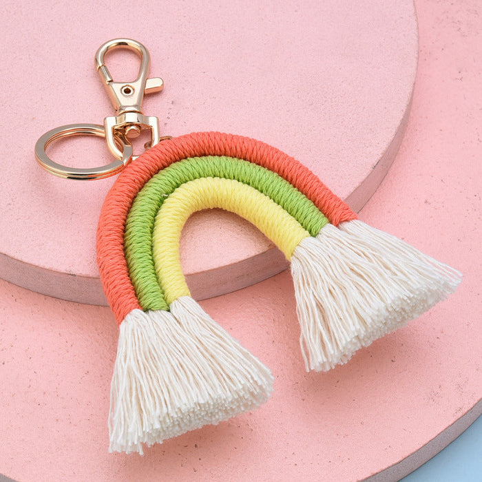 Wholesale Cotton Thread Braided Rainbow Keychain JDC-KC-WS139 Keychains 围颂 orange Wholesale Jewelry JoyasDeChina Joyas De China