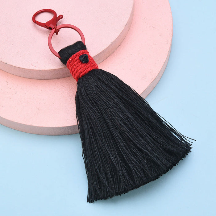 Wholesale cotton thread small hanging ear keychain JDC-KC-WS141 Keychains 围颂 balck Wholesale Jewelry JoyasDeChina Joyas De China