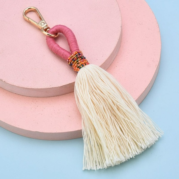 Wholesale cotton thread tassel Lanyard Keychain JDC-KC-WS138 Keychains 围颂 pink Wholesale Jewelry JoyasDeChina Joyas De China