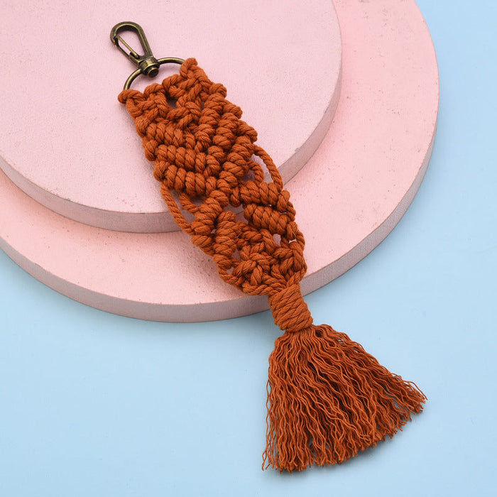 Wholesale Cotton Thread Tassel Pendant Knot Keychain JDC-KC-WS140 Keychains 围颂 coffee Wholesale Jewelry JoyasDeChina Joyas De China