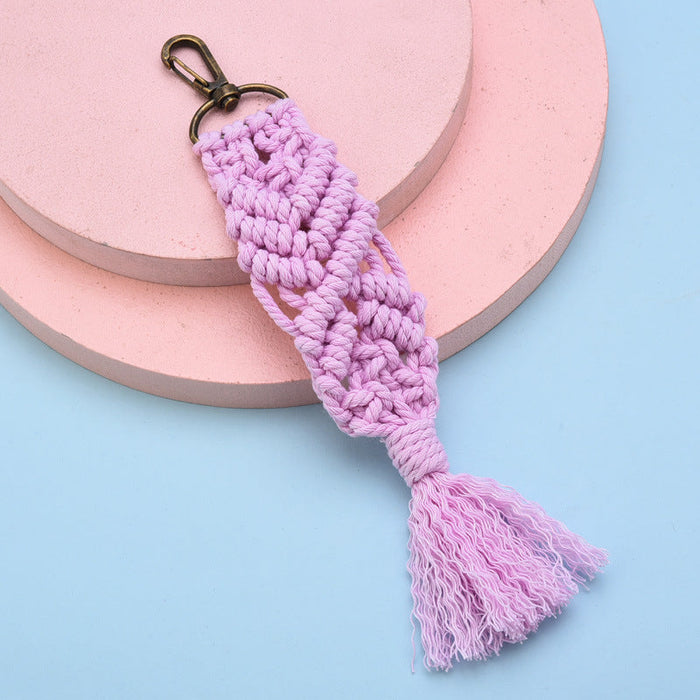 Wholesale Cotton Thread Tassel Pendant Knot Keychain JDC-KC-WS140 Keychains 围颂 purple Wholesale Jewelry JoyasDeChina Joyas De China