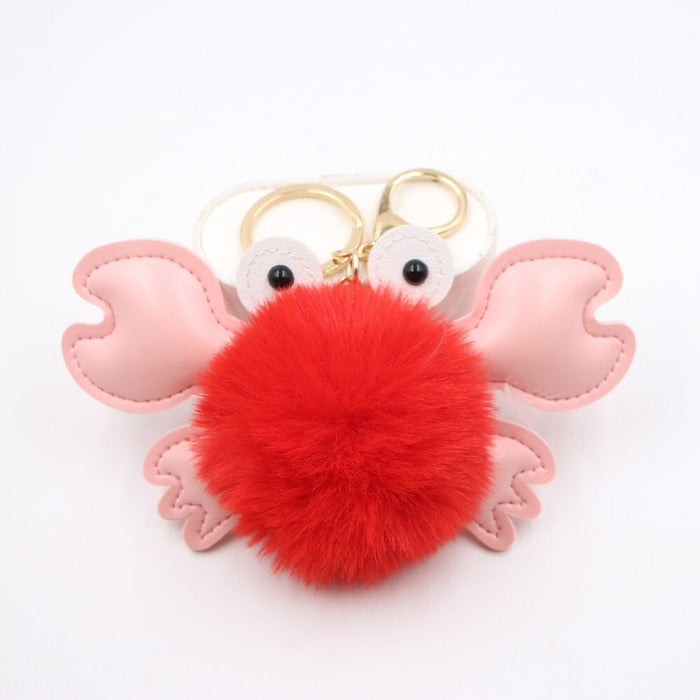 Wholesale crab alloy imitation hair hair ball pendant pom pom keychain JDC-KC-Zuge020 Keychains 祖格 Wholesale Jewelry JoyasDeChina Joyas De China