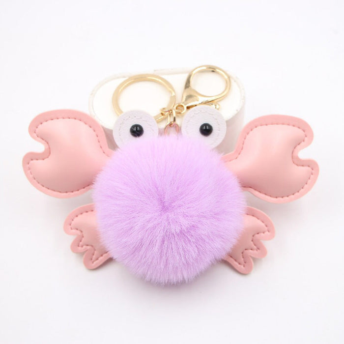 Wholesale crab alloy imitation hair hair ball pendant pom pom keychain JDC-KC-Zuge020 Keychains 祖格 Taro purple / Wholesale Jewelry JoyasDeChina Joyas De China