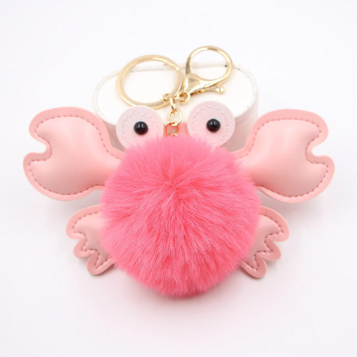 Wholesale crab alloy imitation hair hair ball pendant pom pom keychain JDC-KC-Zuge020 Keychains 祖格 watermelon red / Wholesale Jewelry JoyasDeChina Joyas De China