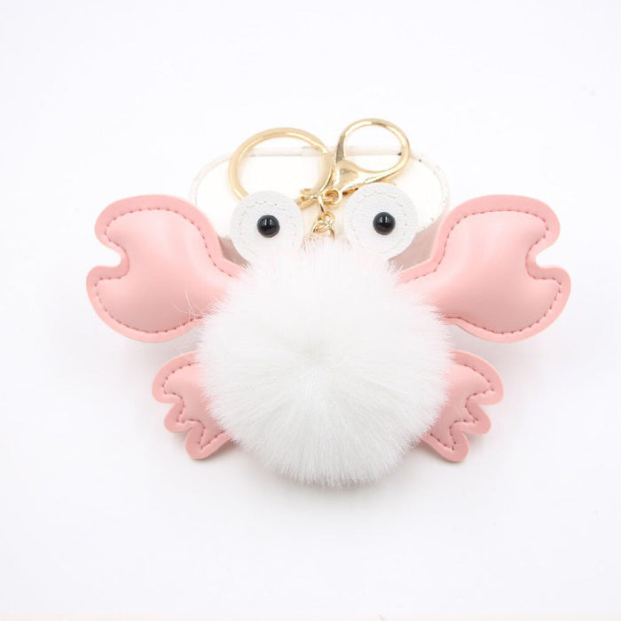 Wholesale crab alloy imitation hair hair ball pendant pom pom keychain JDC-KC-Zuge020 Keychains 祖格 white / Wholesale Jewelry JoyasDeChina Joyas De China