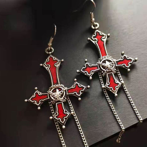 Wholesale cross chain exaggerated alloy earrings JDC-ES-YYFF015 Earrings 燕羽飞飞 1 Wholesale Jewelry JoyasDeChina Joyas De China