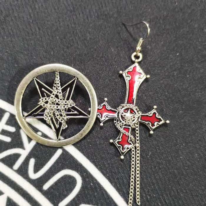 Wholesale cross chain exaggerated alloy earrings JDC-ES-YYFF015 Earrings 燕羽飞飞 Wholesale Jewelry JoyasDeChina Joyas De China