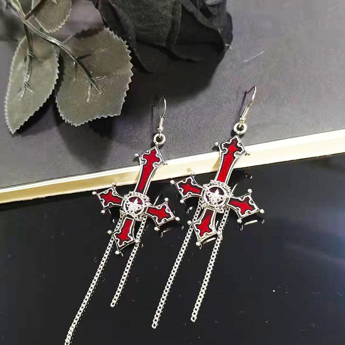 Wholesale cross chain exaggerated alloy earrings JDC-ES-YYFF015 Earrings 燕羽飞飞 Wholesale Jewelry JoyasDeChina Joyas De China