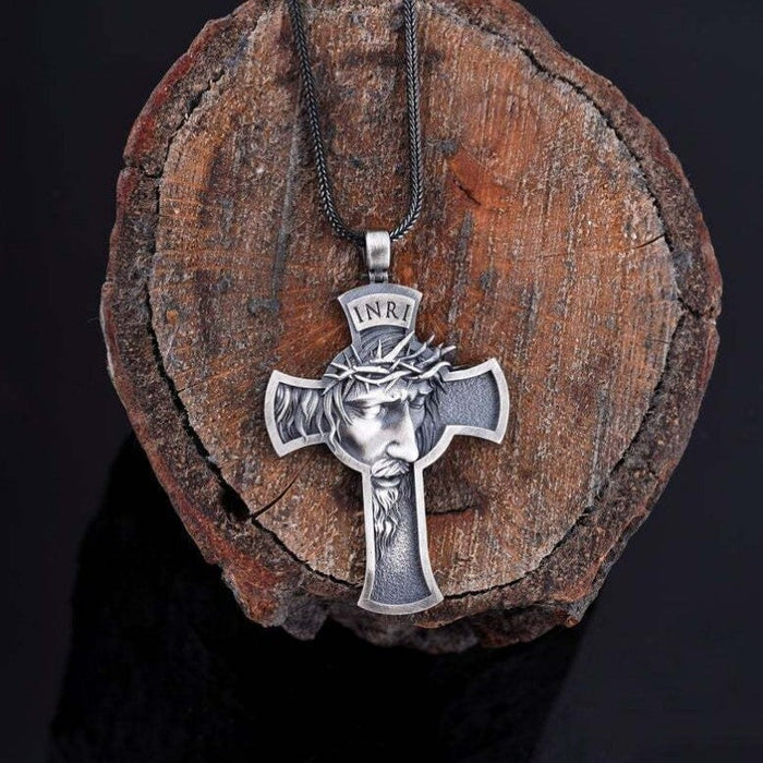 Wholesale Crown of Thorns Jesus Cross Alloy Necklace JDC-NE-Saip010 Necklaces 赛蒲 silver Wholesale Jewelry JoyasDeChina Joyas De China