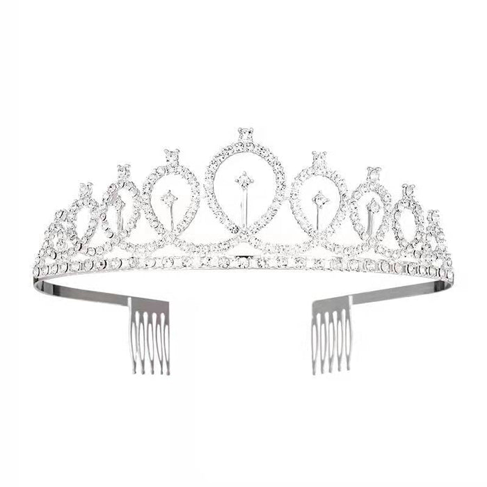 Wholesale Crown White Crystal Alloy Headband JDC-HD-hongh001 Headband 宏宏 silver Wholesale Jewelry JoyasDeChina Joyas De China