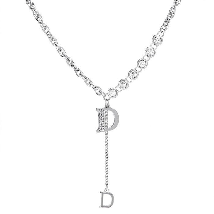 Wholesale crystal butterfly zircon double letter D Necklace JDC-NE-D017 necklaces 晴雯 01whiteK2762 Wholesale Jewelry JoyasDeChina Joyas De China