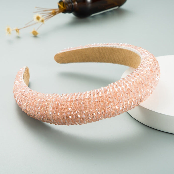 Wholesale crystal fabric sponge headband JDC-HD-YiS004 Headband 镱森 pink Wholesale Jewelry JoyasDeChina Joyas De China