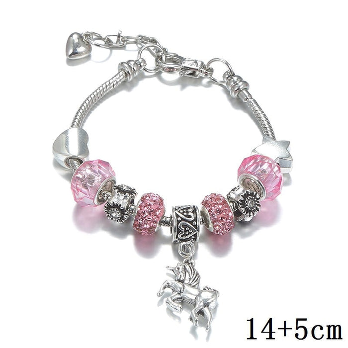 Wholesale crystal metal soft pottery diy beaded children's bracelet JDC-BT-WeiY001 Bracelet 唯雅 pink 14+5cm Wholesale Jewelry JoyasDeChina Joyas De China