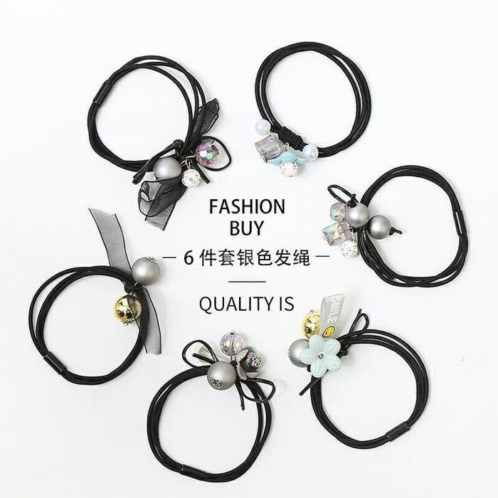 Wholesale Crystal Ocean Blue 6 piece hair ring JDC-HS-DR003 Hair Scrunchies 蒂锐 Wholesale Jewelry JoyasDeChina Joyas De China