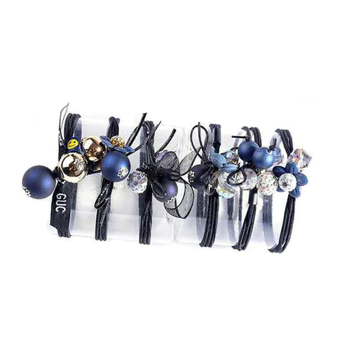 Wholesale Crystal Ocean Blue 6 piece hair ring JDC-HS-DR003 Hair Scrunchies 蒂锐 Wholesale Jewelry JoyasDeChina Joyas De China