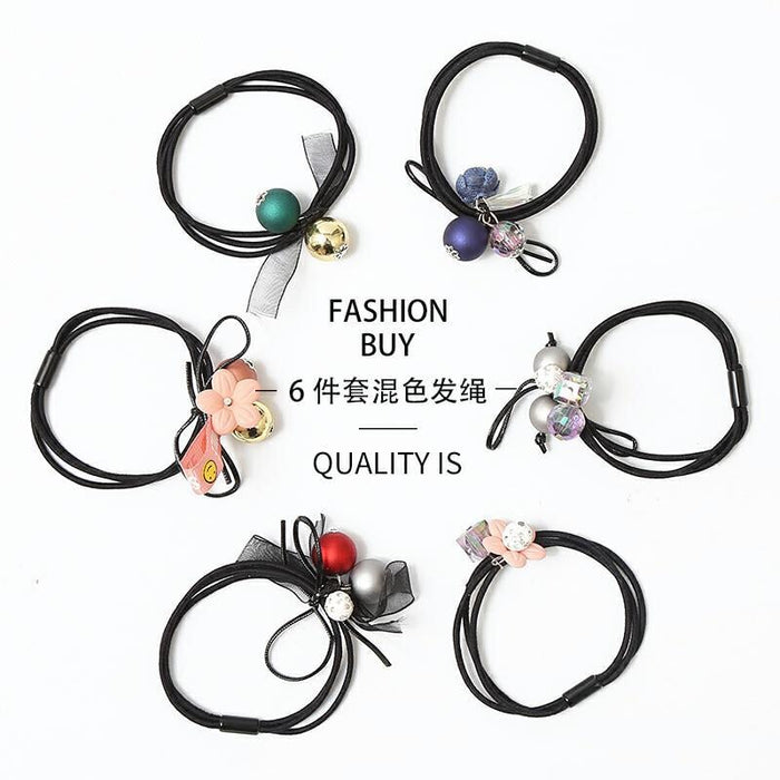 Wholesale Crystal Ocean Blue 6 piece hair ring JDC-HS-DR003 Hair Scrunchies 蒂锐 Wholesale Jewelry JoyasDeChina Joyas De China
