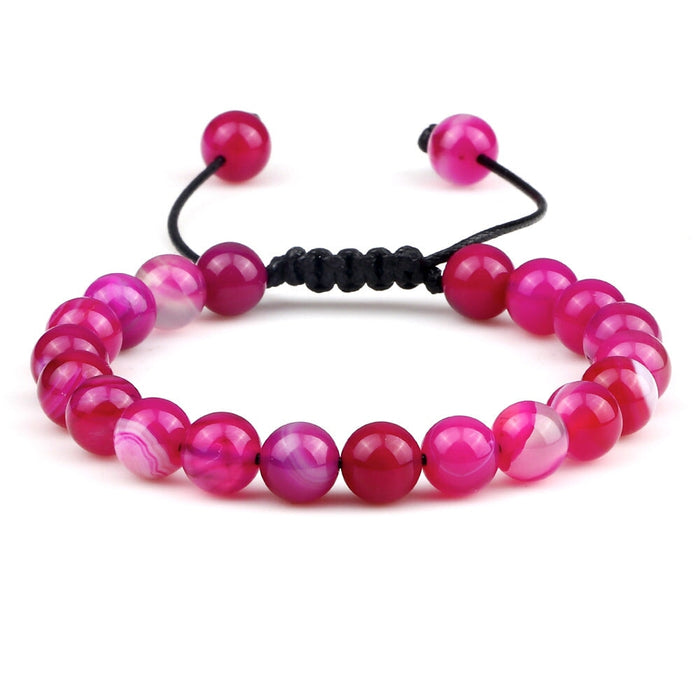 Wholesale Crystal Stripe 8mm Beaded Color Stone Bracelet JDC-BT-JiuJ023 Bracelet 九江 rose red Wholesale Jewelry JoyasDeChina Joyas De China