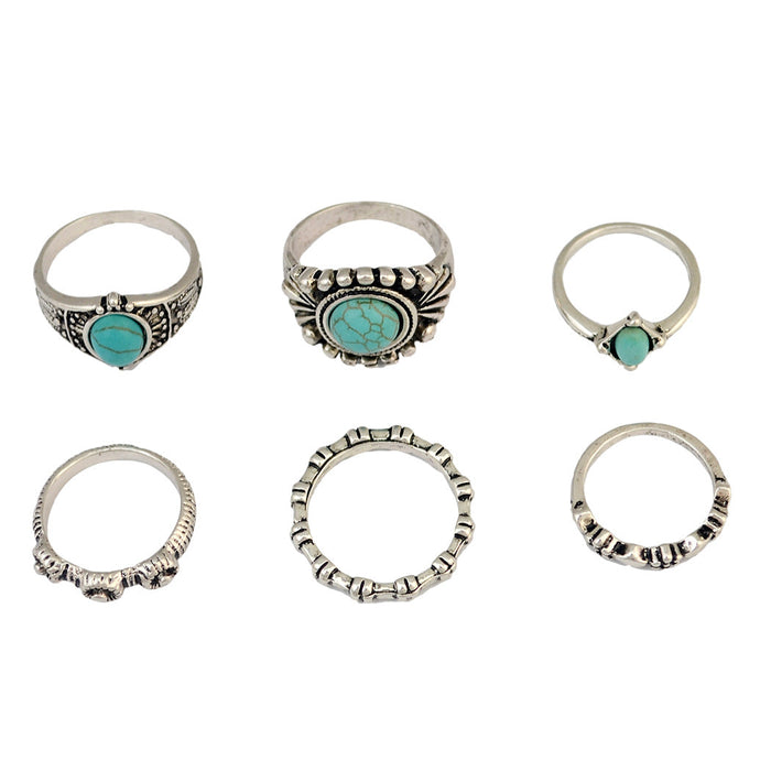 Wholesale Crystal Turquoise Resin Alloy Rings JDC-RS-Yunl003 Rings 云罗 Wholesale Jewelry JoyasDeChina Joyas De China