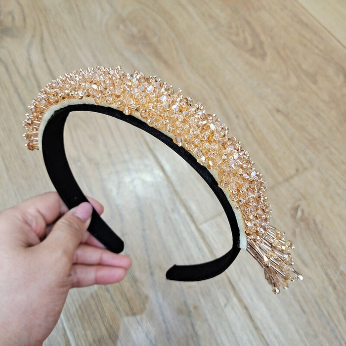 Wholesale crystal vintage beaded hair band JDC-HD-O393 Headband 潮炫 Yellow Wholesale Jewelry JoyasDeChina Joyas De China
