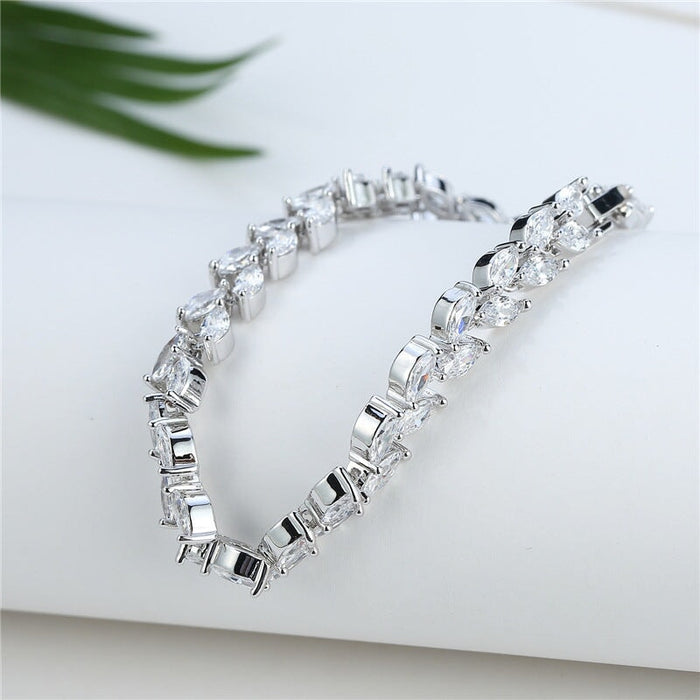 Wholesale crystal zircon wicker leaf rice grain bracelet MOQ≥2 JDC-BT-Kas005 Bracelet 卡诗 Wholesale Jewelry JoyasDeChina Joyas De China