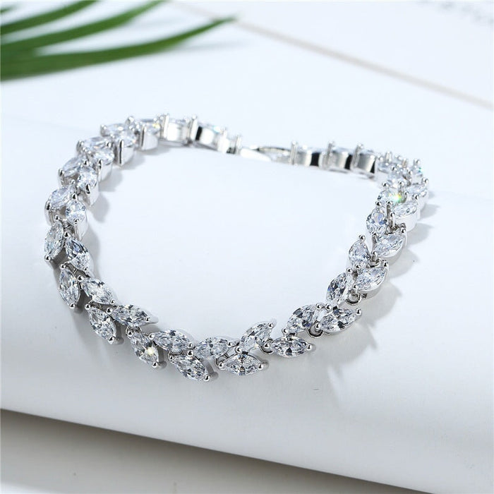 Wholesale crystal zircon wicker leaf rice grain bracelet MOQ≥2 JDC-BT-Kas005 Bracelet 卡诗 Wholesale Jewelry JoyasDeChina Joyas De China