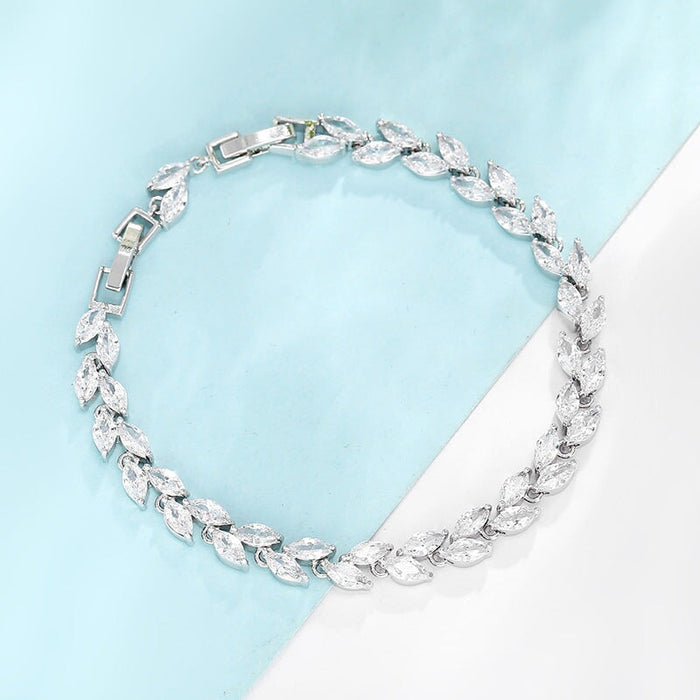 Wholesale crystal zircon wicker leaf rice grain bracelet MOQ≥2 JDC-BT-Kas005 Bracelet 卡诗 Wholesale Jewelry JoyasDeChina Joyas De China
