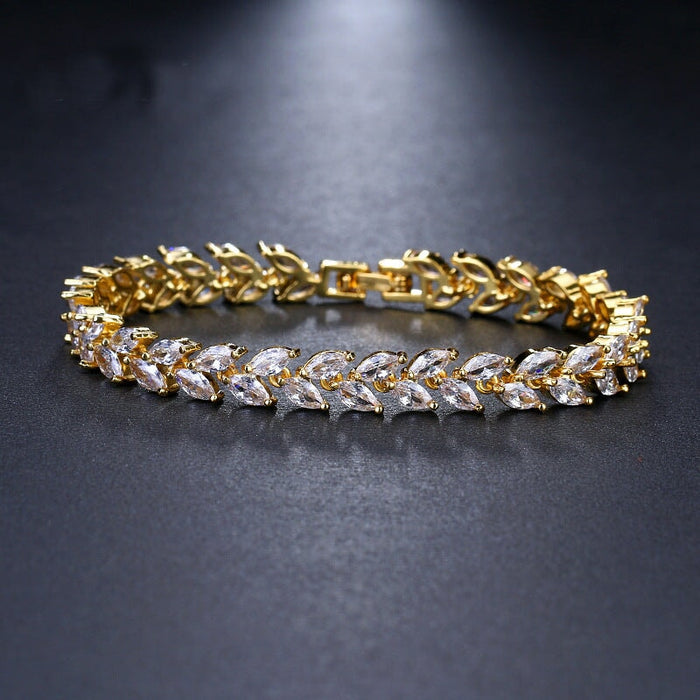 Wholesale crystal zircon wicker leaf rice grain bracelet MOQ≥2 JDC-BT-Kas005 Bracelet 卡诗 Wholesale Jewelry JoyasDeChina Joyas De China
