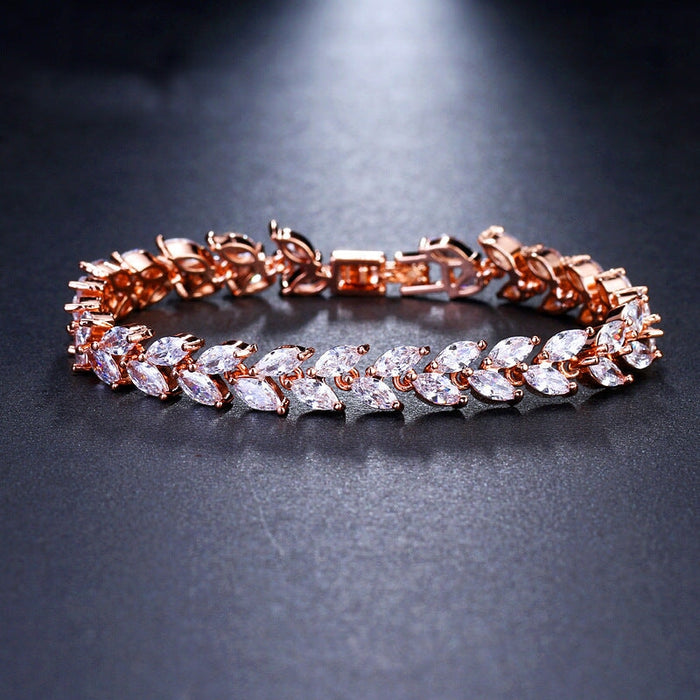 Wholesale crystal zircon wicker leaf rice grain bracelet MOQ≥2 JDC-BT-Kas005 Bracelet 卡诗 Wholesale Jewelry JoyasDeChina Joyas De China