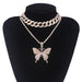 Wholesale Cuban Chain Big Butterfly Alloy Rhinestone Necklace JDC-NE-youm001 Necklaces 幽梦 N855 gold Wholesale Jewelry JoyasDeChina Joyas De China