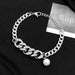 Wholesale Cuban Diamond Pearl Titanium Steel Couple Bracelet JDC-BT-JiuB004 Bracelet 玖柏 Wholesale Jewelry JoyasDeChina Joyas De China