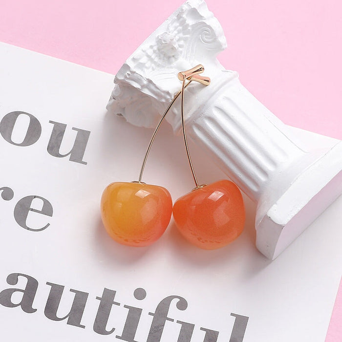 Wholesale Cute Cherry Metal Earrings JDC-ES-GSMDD016 Earrings 萌豆豆 E2330 yellow Wholesale Jewelry JoyasDeChina Joyas De China
