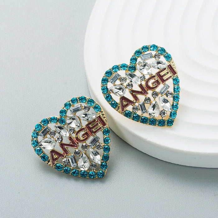 Wholesale cutout heart alloy rhinestone earrings JDC-ES-HEM005 Earrings 和鸣 Blue Wholesale Jewelry JoyasDeChina Joyas De China