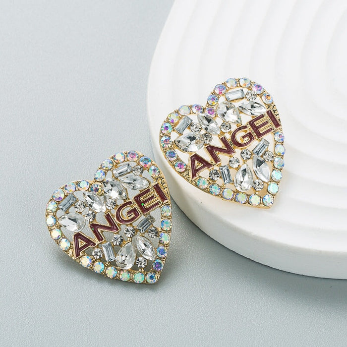 Wholesale cutout heart alloy rhinestone earrings JDC-ES-HEM005 Earrings 和鸣 White Wholesale Jewelry JoyasDeChina Joyas De China
