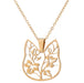 Wholesale cutout kitten head stainless steel flower necklace JDC-NE-SS008 Necklaces 双硕 Wholesale Jewelry JoyasDeChina Joyas De China
