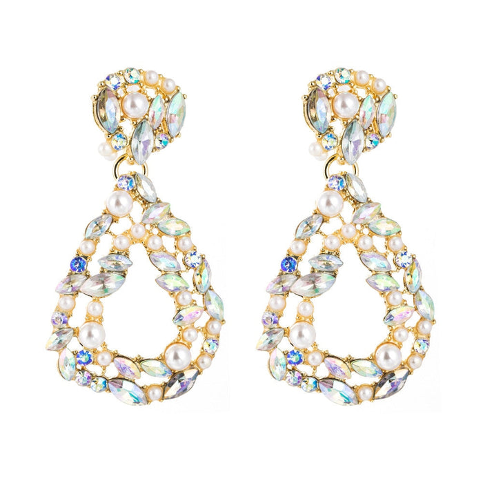 Wholesale cutout teardrop pearl long alloy earrings JDC-ES-HEM003 Earrings 和鸣 1 Wholesale Jewelry JoyasDeChina Joyas De China