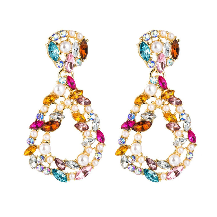 Wholesale cutout teardrop pearl long alloy earrings JDC-ES-HEM003 Earrings 和鸣 2 Wholesale Jewelry JoyasDeChina Joyas De China